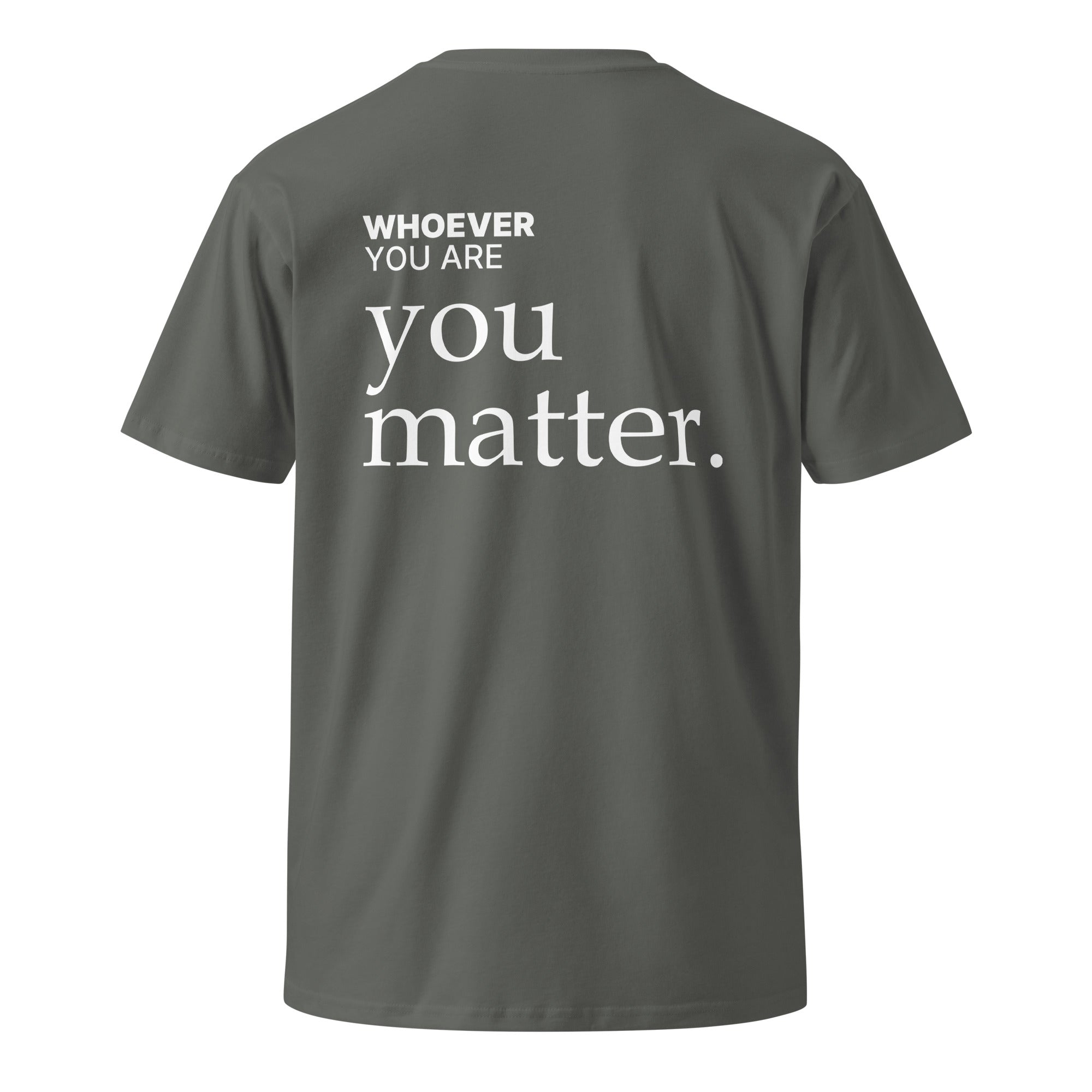 Gray You Matter kindness t-shirt with meaningful back print