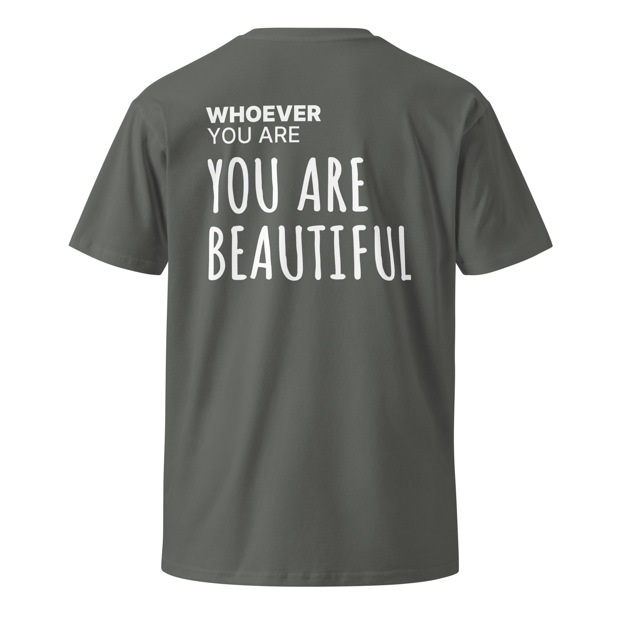 Gray You Are Beautiful kindness t-shirt with meaningful back print